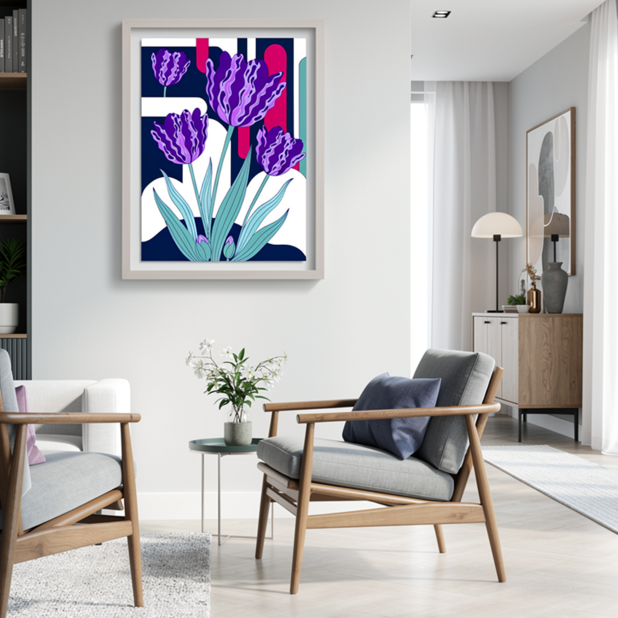 Sinfonia di Tulipani Astratti Poster in carta semilucida premium 30x40cm