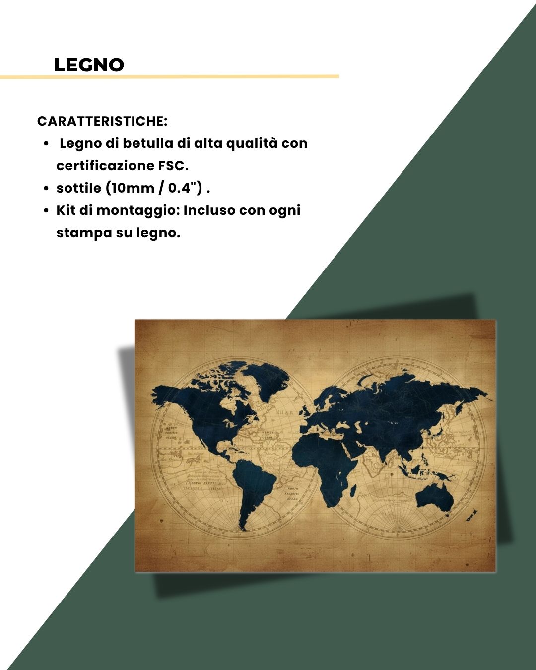 Mappa Antica del Mondo 100x70cm