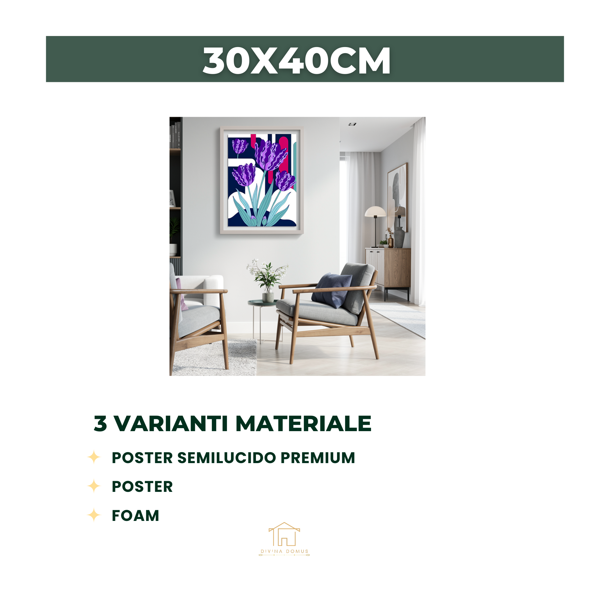 Sinfonia di Tulipani Astratti Poster in carta semilucida premium 30x40cm