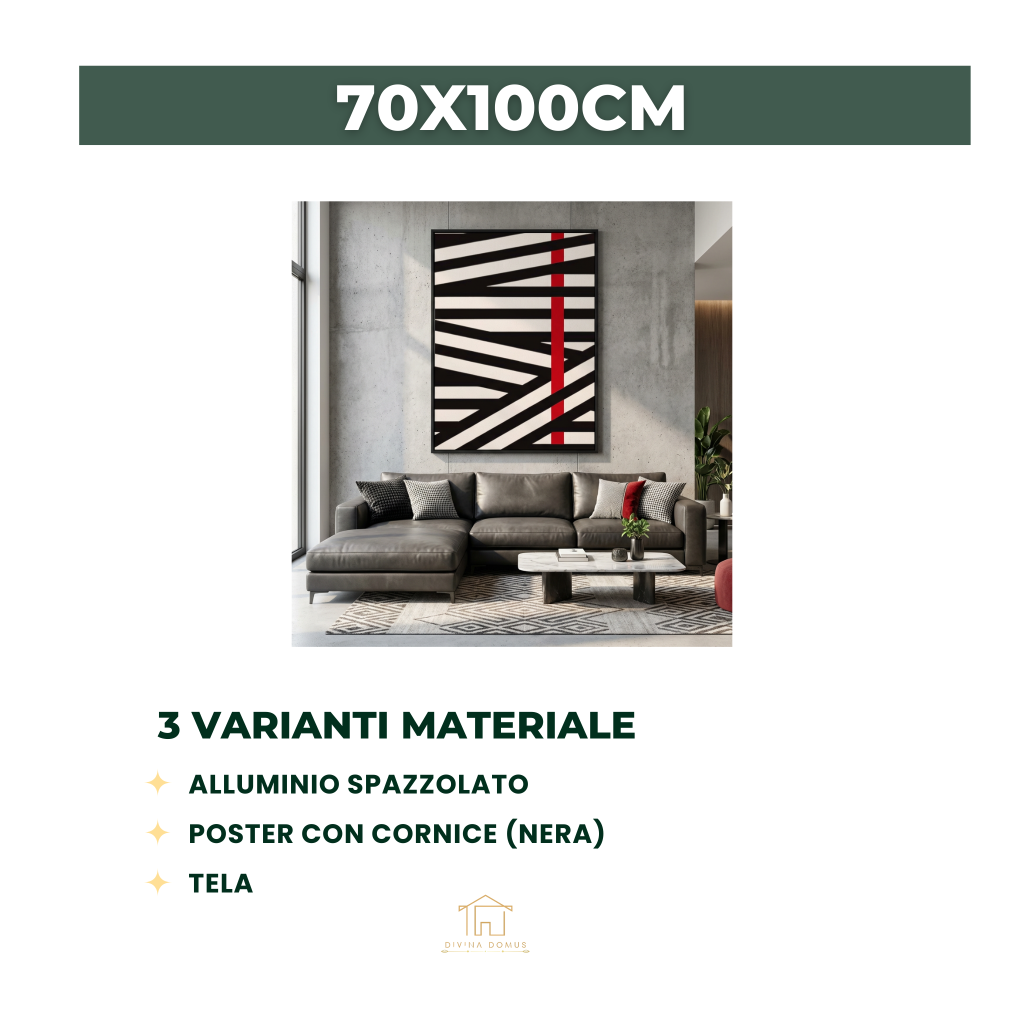 ZEBRA ROSSO FURIA 70X100CM ALLUMINIO SPAZZOLATO