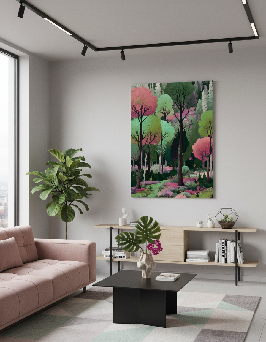 Enchanted Pink Forest 50x70cm