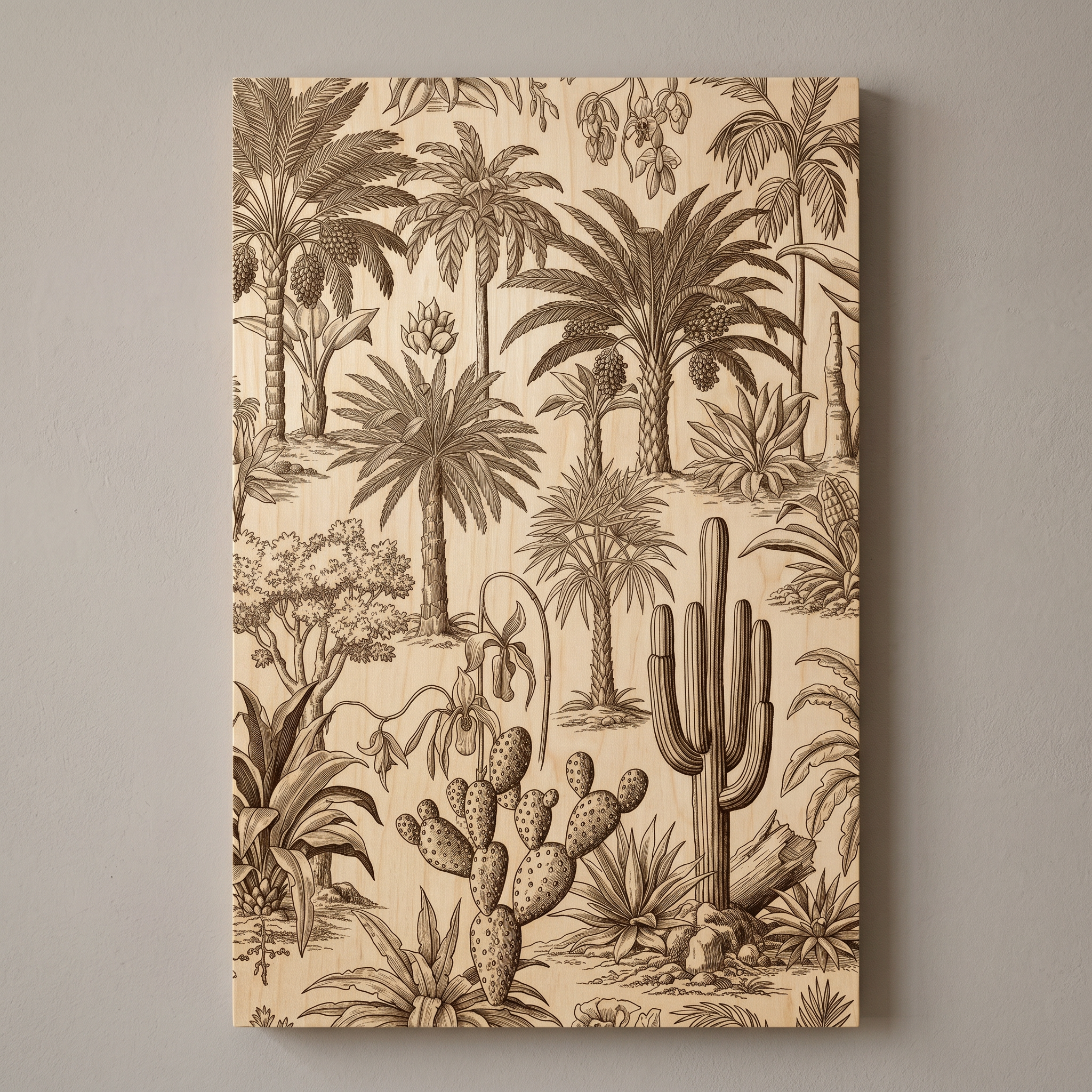Oasi di Palme e Cactus 40x60 cm Legno