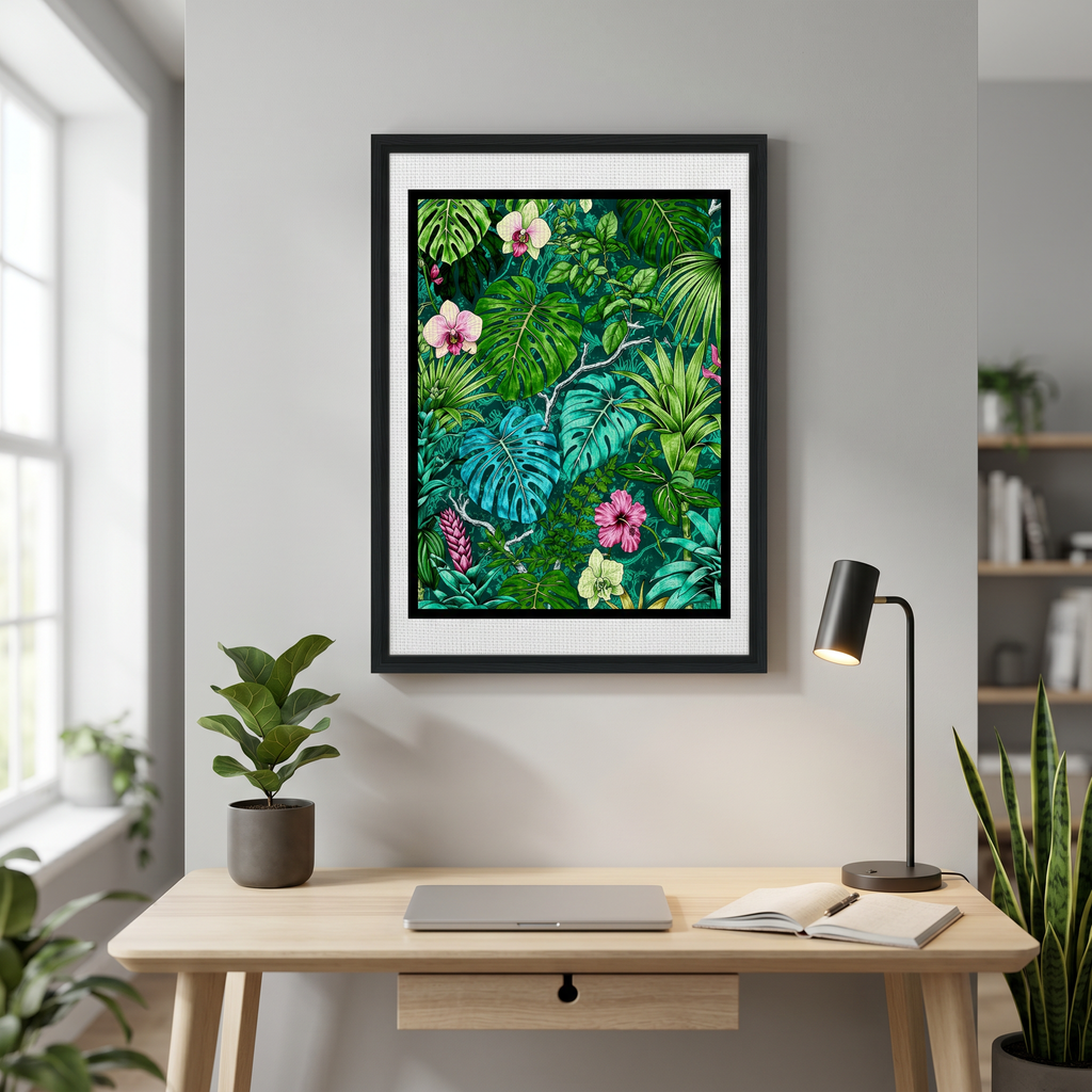Oasi Esotica: Stampa Botanica 50x70 cm Tela incorniciata