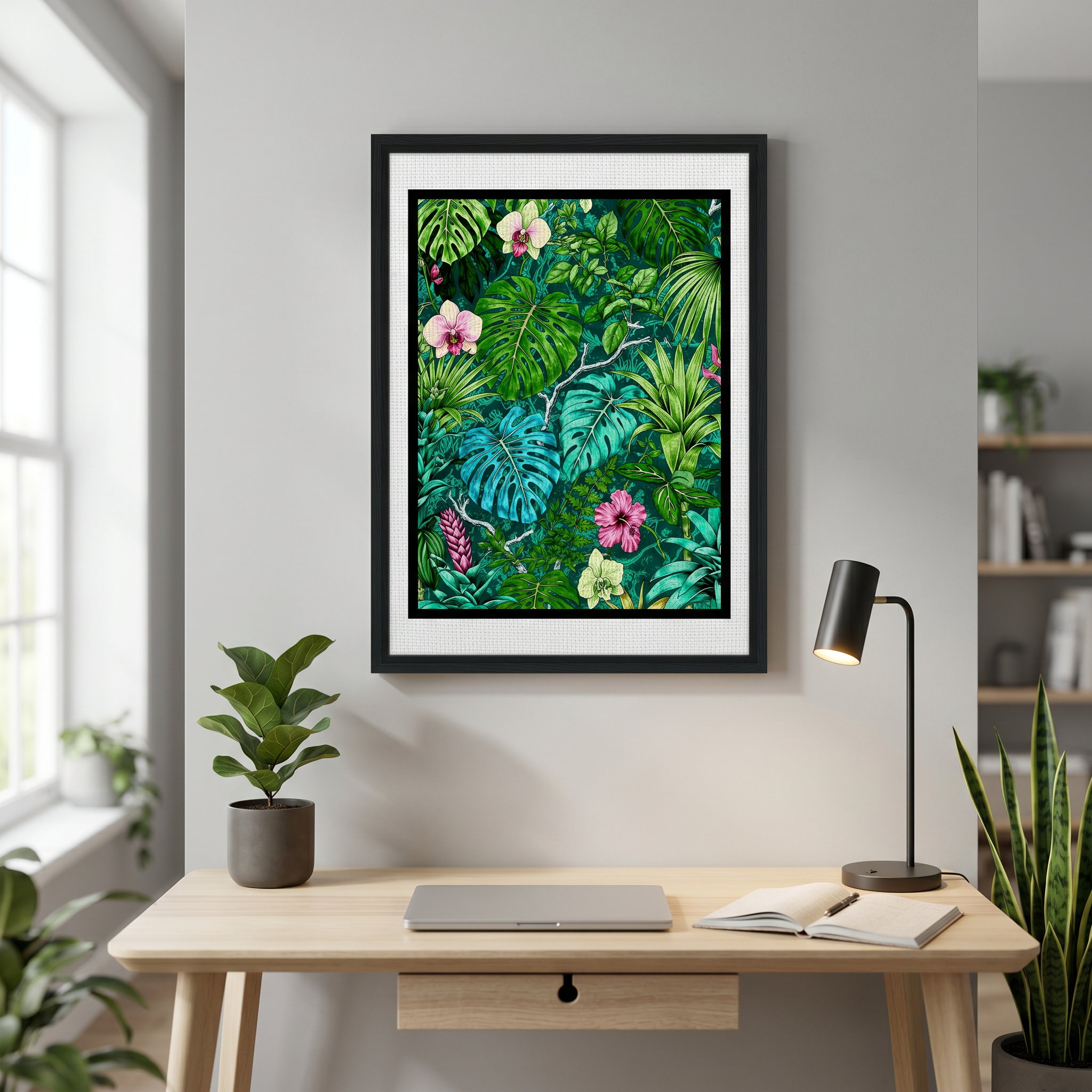Oasi Esotica: Stampa Botanica 50x70 cm Tela incorniciata