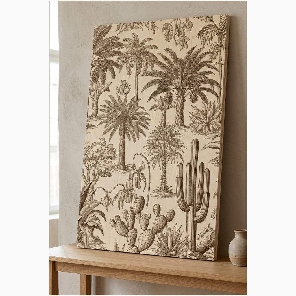Oasi di Palme e Cactus 40x60 cm Legno